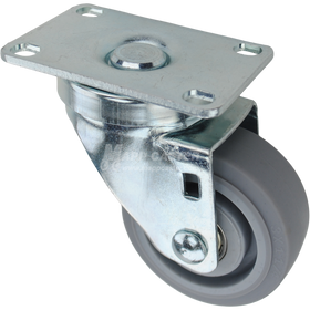 Swivel caster with a 3 inch grey thermoplastic rubber wheel and O1 metal plate