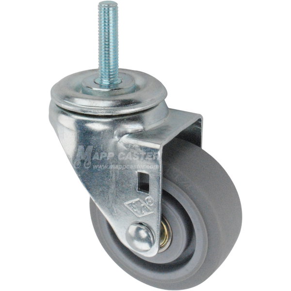 Metal caster TPR wheel with a metric threaded stem at the top