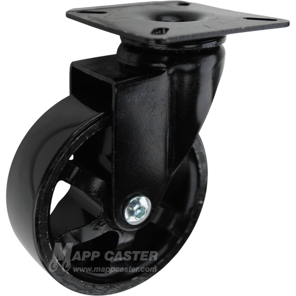 All black 3 inch poly on iron swivel caster. Part # LMS30BIP2YY