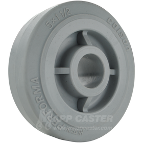 Grey Rubber treaded wheel with grey plastic core, non-marking, chemical resistant, & more