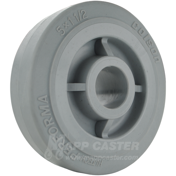 Grey Rubber treaded wheel with grey plastic core, non-marking, chemical resistant, & more