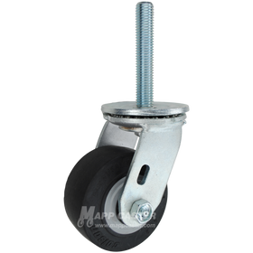 4 x 2 black thermoplastic rubber swivel caster with 3/4-10 x 4 threaded stem for quiet, floor-protective industrial carts and equipment.