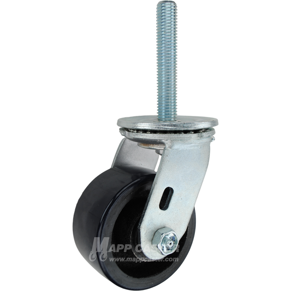4 x 2 blue polyurethane on iron swivel caster and 3/4-10 x 4 threaded stem for heavy-duty, floor-protective industrial use.