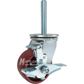 4 x 2 ductile steel swivel caster with brake and 3/4-10 x 4 threaded stem for heavy-duty industrial carts, offering high strength and durability.