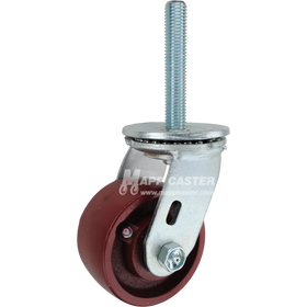 4 x 2 ductile steel swivel caster with 3/4-10 x 4 threaded stem for heavy-duty industrial equipment, providing high strength, durability, and impact resistance.