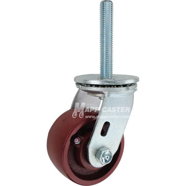 4 x 2 ductile steel swivel caster with 3/4-10 x 4 threaded stem for heavy-duty industrial equipment, providing high strength, durability, and impact resistance.