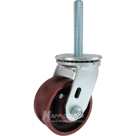 4 x 2 ductile steel V-groove swivel caster with 3/4-10 x 4 threaded stem for angle iron tracks and heavy-duty industrial equipment.