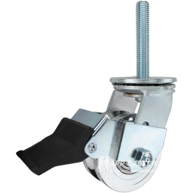 4 x 2 forged steel V-groove swivel caster with face contact brake and 3/4-10 x 4 threaded stem for angle iron tracks, heavy-duty industrial equipment.