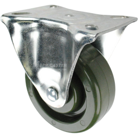 Caster with a green high temp epoxy wheel and rigid metal top plate