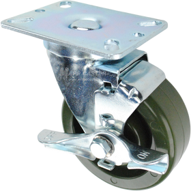 Swivel caster with a green high temp epoxy wheel and metal top plate