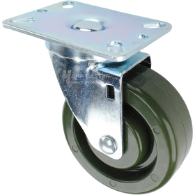 Swivel caster with a green high temp epoxy wheel and metal top plate