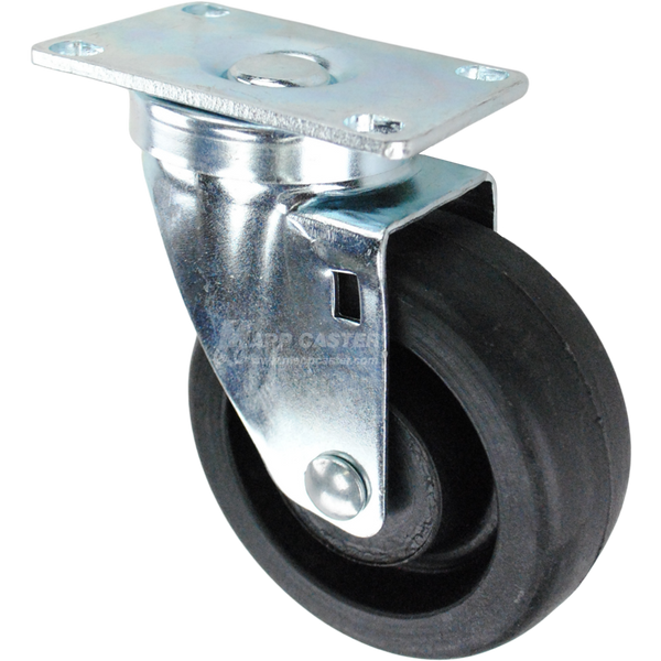 Swivel caster with a black high temp nylon wheel and metal top plate