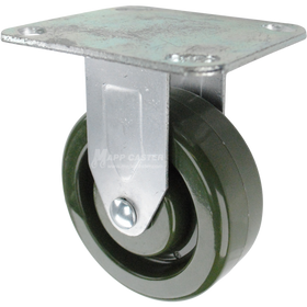 Caster with a green high temp epoxy wheel and rigid metal top plate