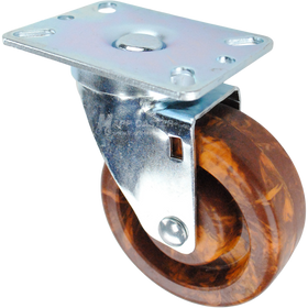 Brown & orange High Temp Epoxy swivel  Caster with large sized plate, silver finish steel rig. 