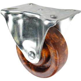 Brown & orange High Temp Epoxy Rigid  Caster with large sized plate, silver finish steel rig. 