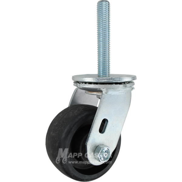 4 x 2 high temp nylon swivel caster with 3/4-10 x 4 threaded stem for high-heat industrial applications up to 475°F continuous operation.