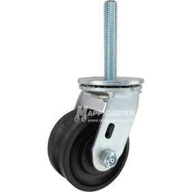 4 x 2 nylon V-groove swivel caster with 3/4-10 x 4 threaded stem for angle iron tracks, washdown environments, and chemical-resistant applications.