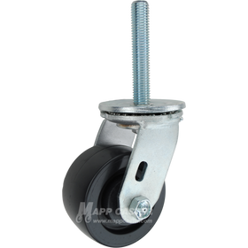 4 x 2 polyolefin swivel caster with 3/4-10 x 4 threaded stem for washdown, chemical-resistant industrial carts and equipment.