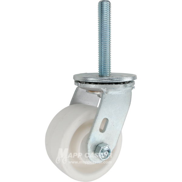4 x 2 retort swivel caster with 3/4-10 x 4 threaded stem for food processing, washdown, and high-temperature industrial equipment.