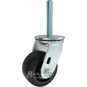 4 x 2 rubber on nylon swivel caster with 3/4-10 x 4 threaded stem for quiet, floor-protective industrial carts and washdown applications.
