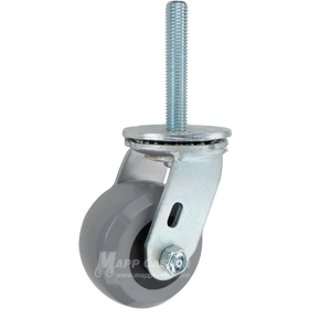 4 x 2 solid polyurethane elastomer swivel caster with 3/4-10 x 4 threaded stem for heavy-duty industrial carts with quiet, floor-protective performance.