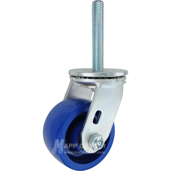 4 x 2 solid polyurethane swivel caster with 3/4-10 x 4 threaded stem for heavy-duty, floor-safe industrial carts and washdown environments.