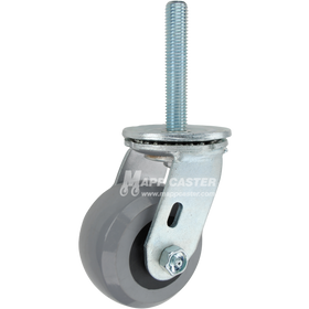 4 x 2 solid polyurethane elastomer swivel caster with 3/4-10 x 4 threaded stem for heavy-duty industrial carts with quiet, floor-protective performance.