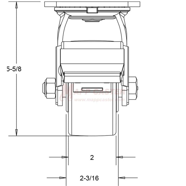 4" x 2" Ductile Steel Wheel Swivel Caster with Face Contact Brake - 1,250 Lbs Capacity