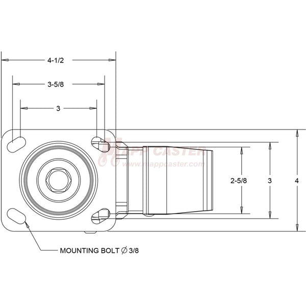 4" x 2" Ductile Steel Wheel Swivel Caster with Face Contact Brake - 1,250 Lbs Capacity
