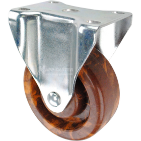 Brown & orange High Temp Epoxy Rigid Caster with plate, silver finish steel rig. 