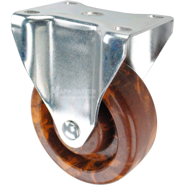 Brown & orange High Temp Epoxy Rigid Caster with plate, silver finish steel rig. 