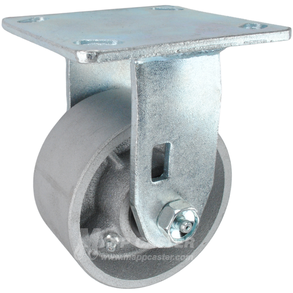 4" x 2" Cast Iron Wheel KPL Rigid Caster - 900 Lbs Capacity SIDE VIEW 