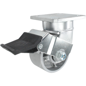 4" x 2" Cast Iron Wheel Kingpinless Swivel Caster with Face Contact Brake - 900 Lbs Capacity Part # P51042CIRBFCB