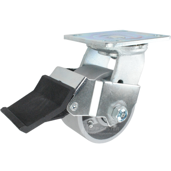 4" x 2" Cast Iron Wheel Swivel Caster with Face Contact Brake - 900 Lbs Capacity Part # 146CIRB420SFCB