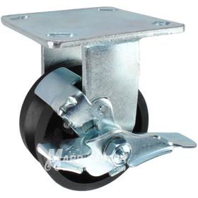4" x 2" Cast lron V-Groove Wheel KPL Rigid Brake Caster - 600 Lbs  Capacity SIDE VIEW 