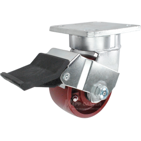 4" x 2" Ductile Steel Wheel Kingpinless Swivel Caster with Face Contact Brake - 1,500 Lbs Capacity Part # P51042DUCTFCB
