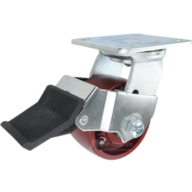 4" x 2" Ductile Steel Wheel Swivel Caster with Face Contact Brake - 1,250 Lbs Capacity Part # 146DUCT420SFCB