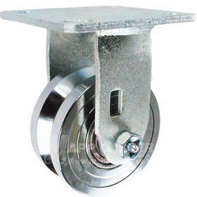 4" x 2" Forged Steel V-Groove Wheel Rigid Caster - 1250 Lbs  Capacity Part # 146FVG420R Ball Bearing 