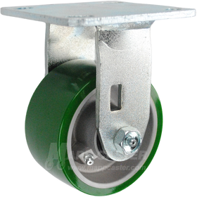 4" x 2" Green Polyurethane on Aluminum Wheel Rigid Caster - 800 Lbs Capacity
