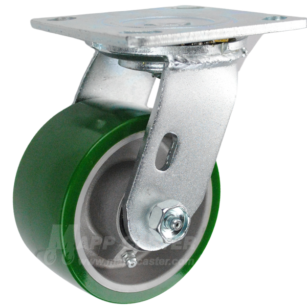 4" x 2" Green Polyurethane on Aluminum Wheel Swivel Caster - 800 Lbs Capacity 146UARB420S caster