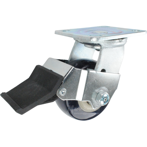 4" x 2" Patriot Polyurethane on Polyolefin Core Wheel Swivel Caster with Face Contact Brake - 600 Lbs Capacity Part # 146PRX420FCB