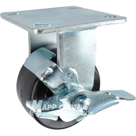 4" x 2" Phenolic Wheel KPL Rigid Brake Caster - 800 Lbs Capacity SIDE VIEW 