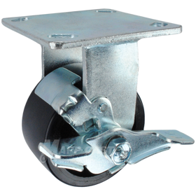 4" x 2" Polyurethane on Iron Wheel KPL Rigid Brake Caster - 800 Lbs Capacity SIDE VIEW