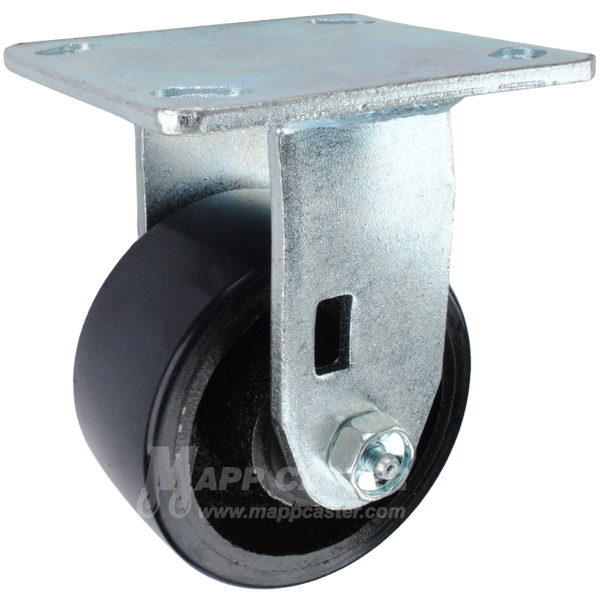 4" x 2" Polyurethane on Iron Wheel KPL Rigid Caster - 800 Lbs Capacity SIDE VIEW 