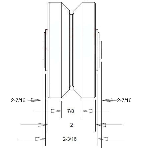 4" x 2" V-Groove Ductile Steel Wheel Swivel Caster WHEEL DIAGRAM