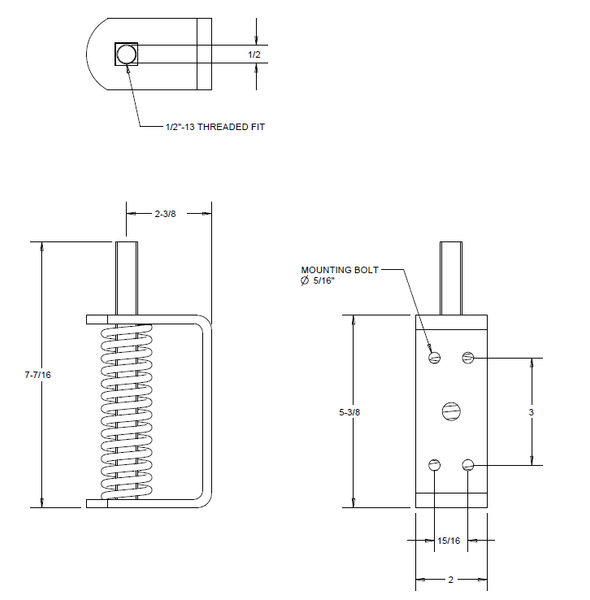 Spring Loaded Gate Caster Bracket with 5" Solid Polyurethane Wheel - 125 Lbs Capacity