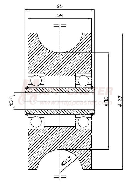 5" x 2-5/16" Forged U-Groove Wheel Rigid Caster - 1250 Lbs Capacity wheel diagram