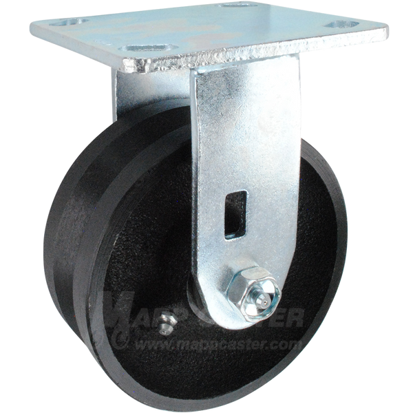 5" x 2" Cast Iron V-Groove Wheel Rigid Caster - 900 Lbs Capacity