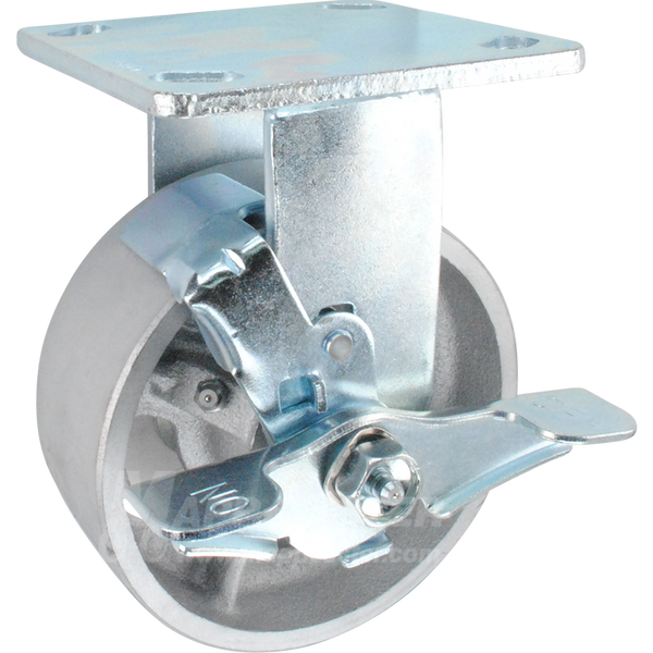 5" x 2" Cast Iron Wheel Rigid Brake Caster - 1,200 Lbs Capacity Part # 146CIRB520RB