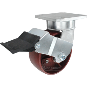 5" x 2" Ductile Steel Wheel Kingpinless Swivel Caster with Face Contact Brake - 1,500 Lbs Capacity Part # P51052DUCTFCB